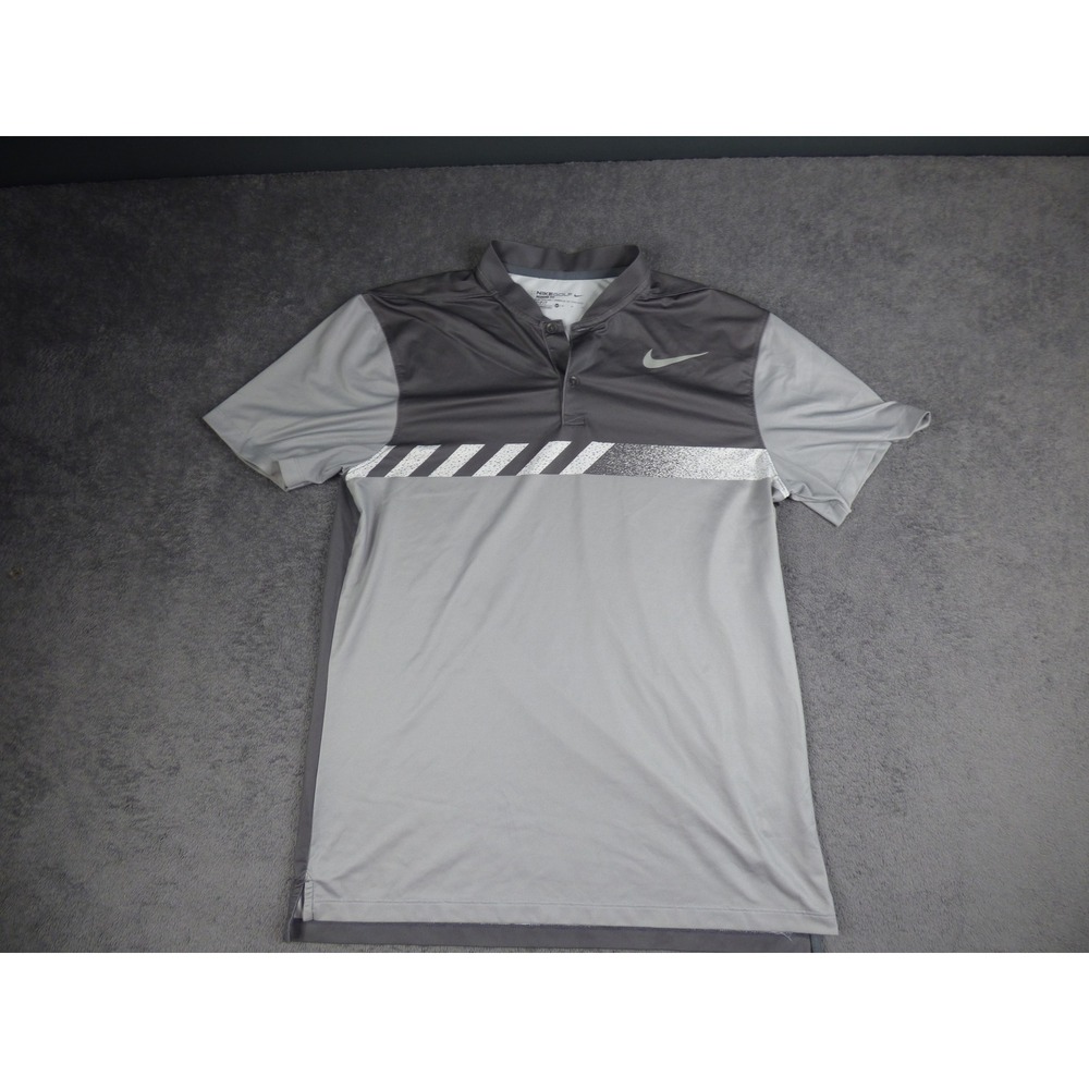 Nike Golf Modern Fit Dri-FIT Polo Shirt Mens Medium Gray Colorblock Blade Collar